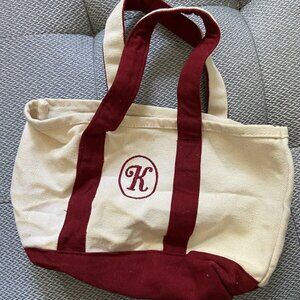 Mini Canvas Tote with Embroidered K Initial